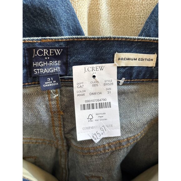 J. Crew Women’s Size 31 Premium Edition High-Rise Straight Leg Jeans Button NWT - Picture 6 of 8